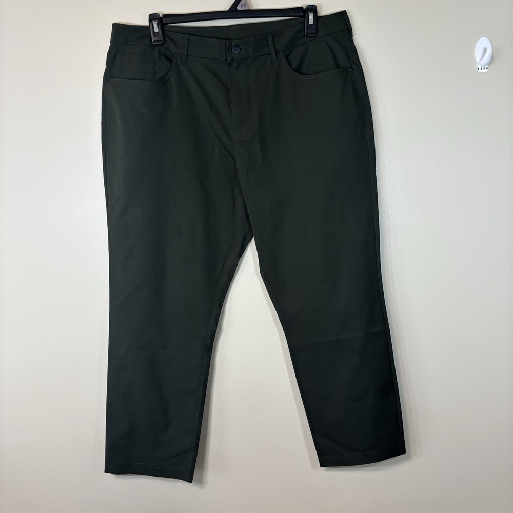 Public Rec Pants Mens 40x28 Green Stretch 5 Pocket Straight Chino Casual Golf